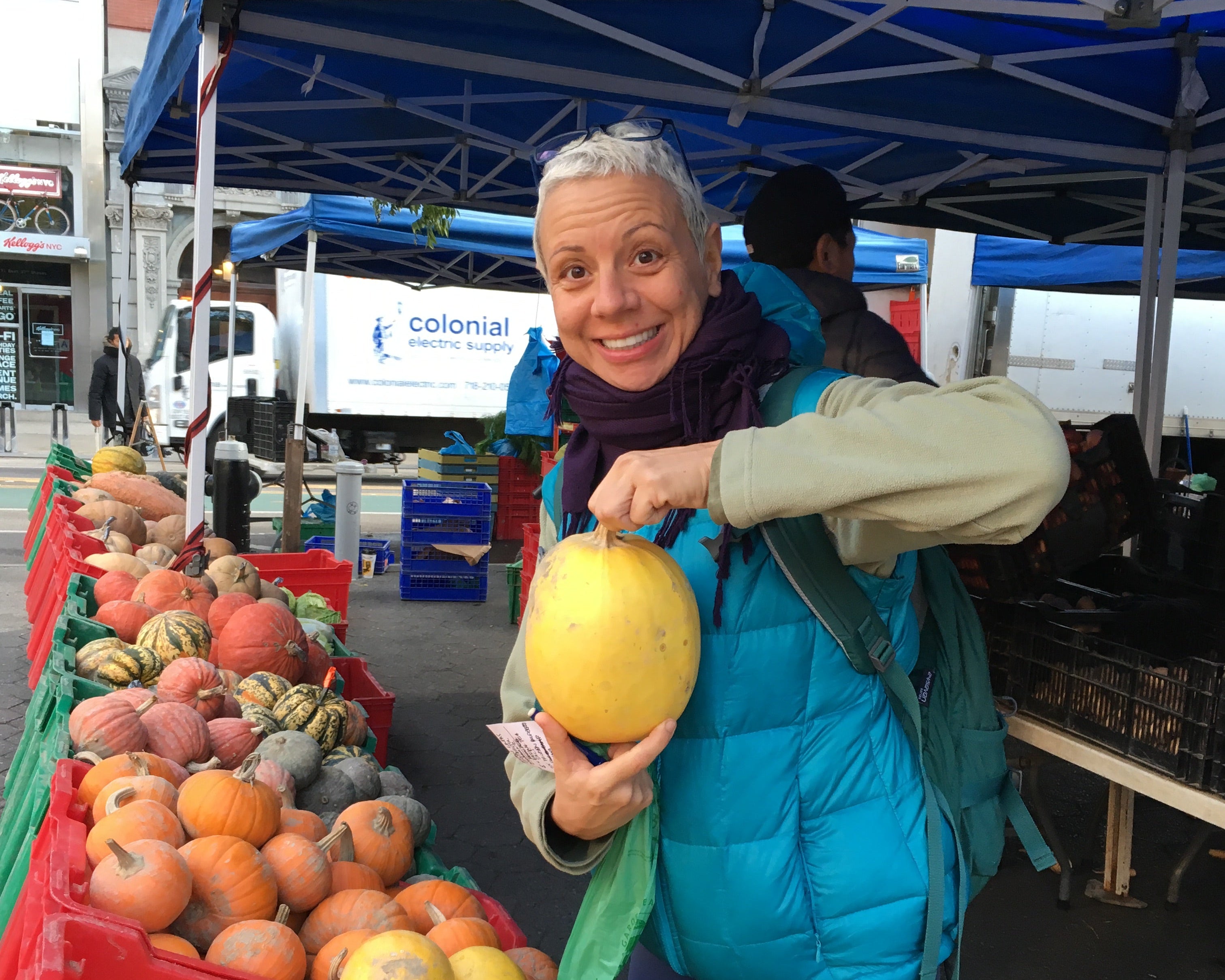 At the farmers market with spaghetti squash from norwich meadows farm.