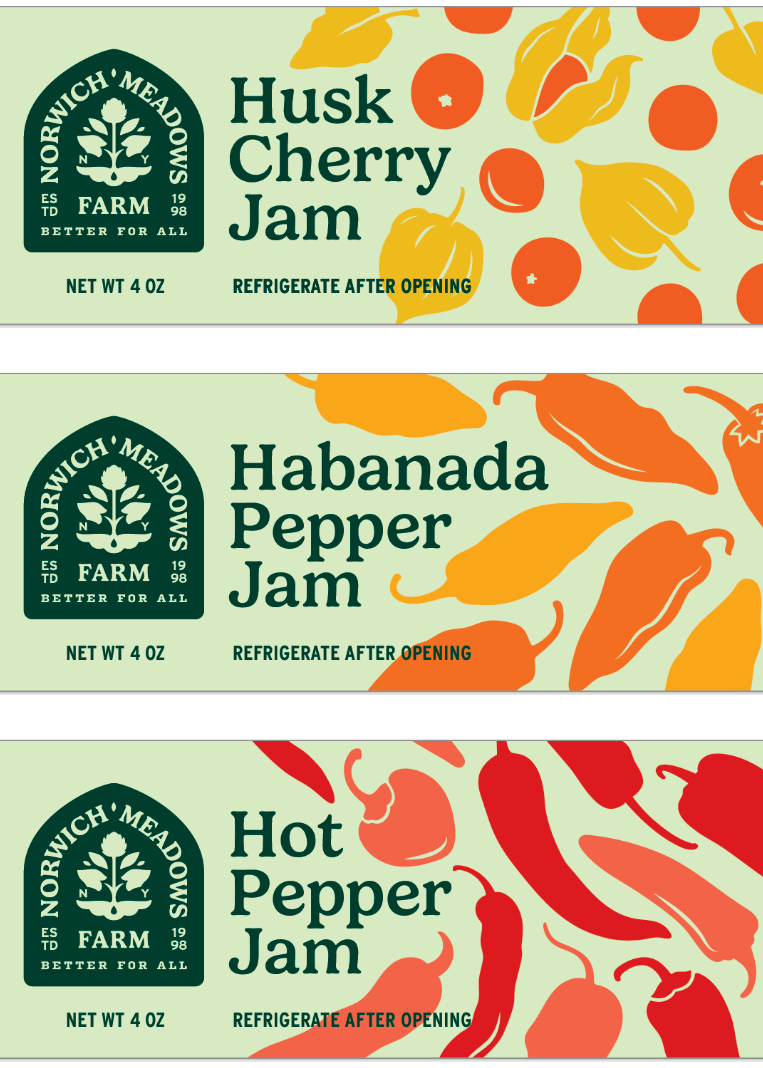 Thre jams from Norwich Meadows Farm - Pepper, Habanada and Husk Cherries