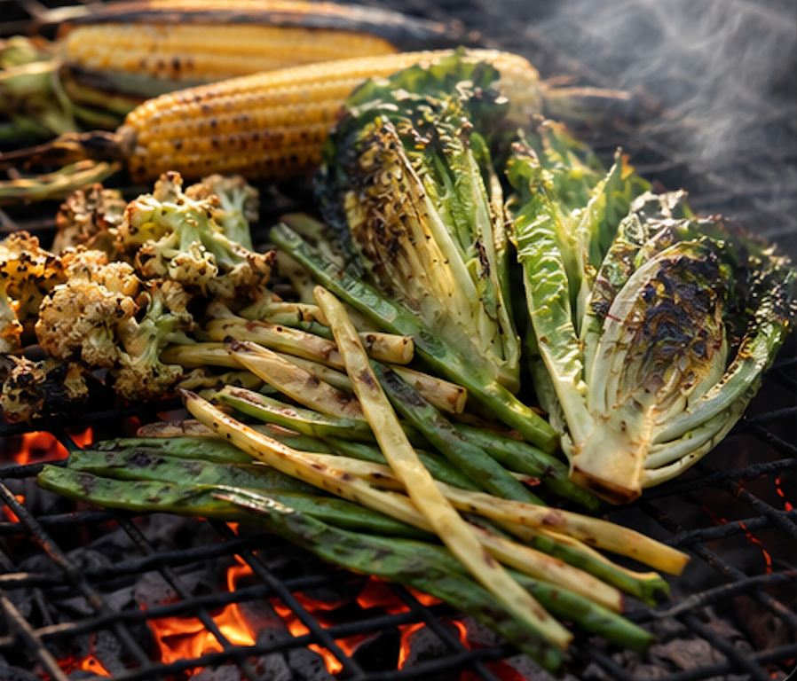 Cooking Norwich Veggies on the grill - from grill box norwich meadows farm.