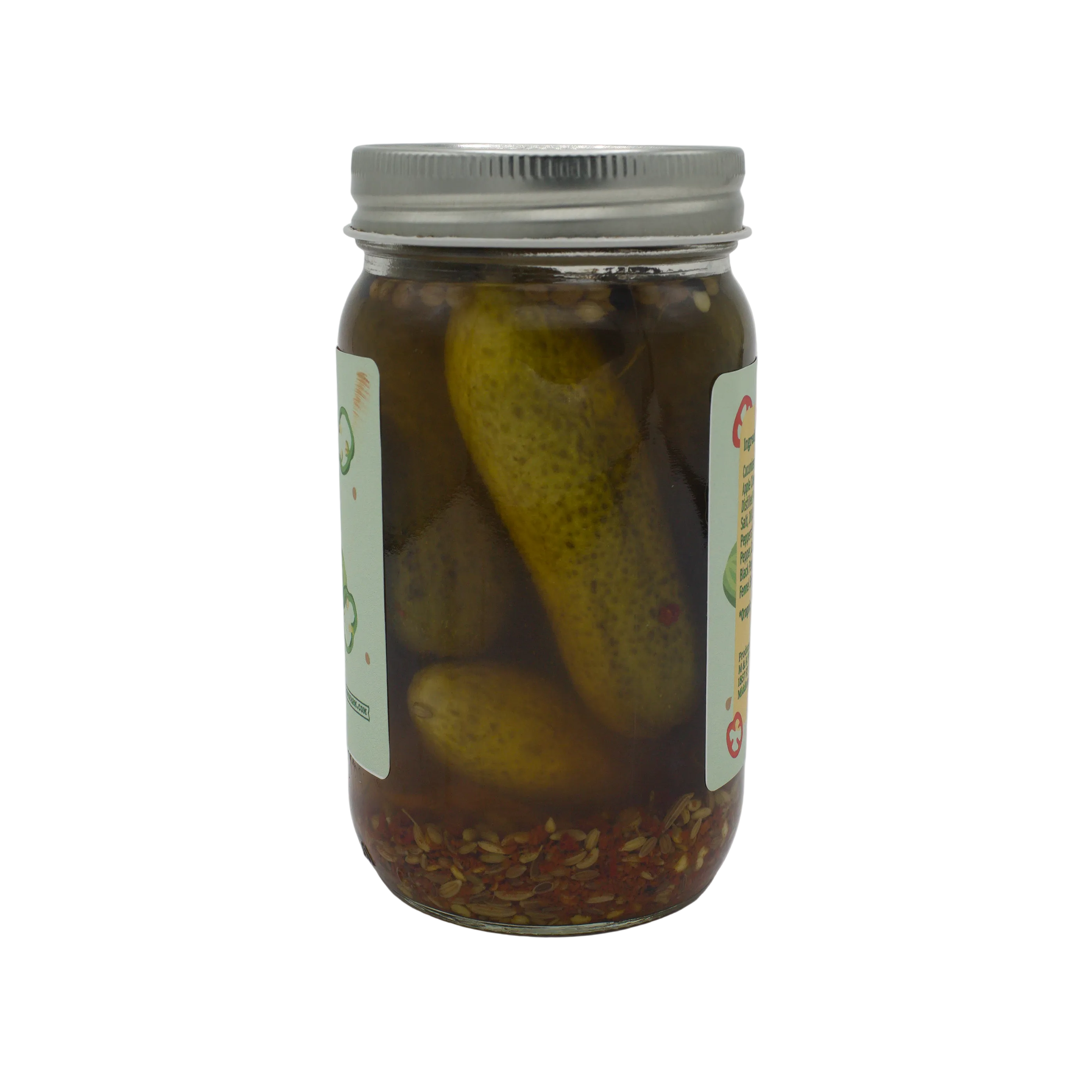 Product view of spicy dill pickles