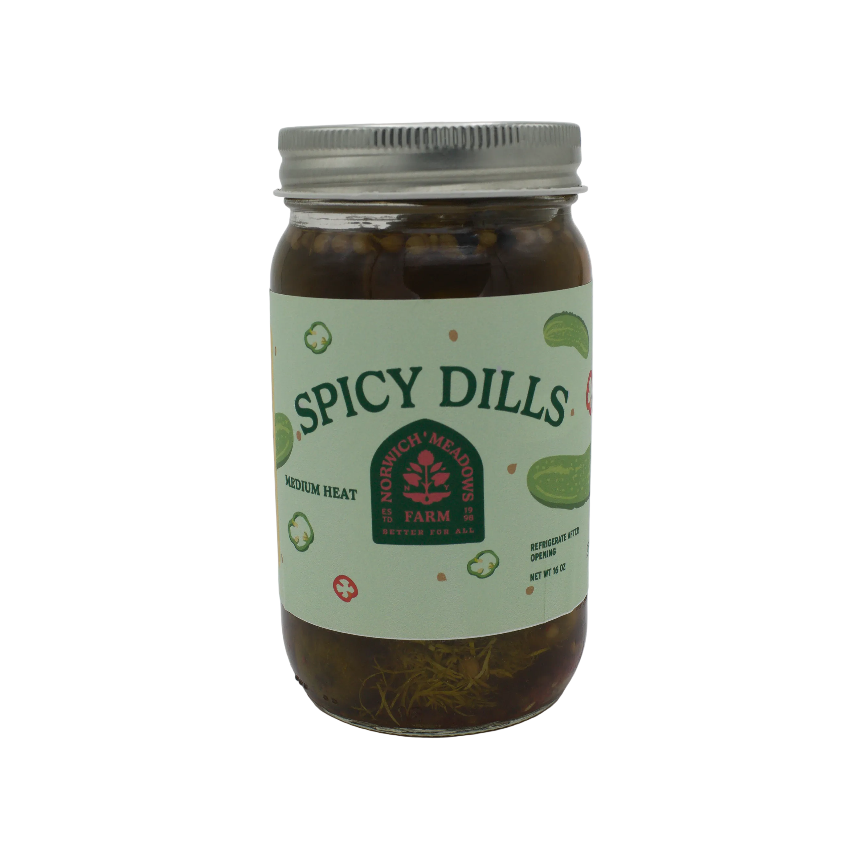 Small batch spicy dill pickle from Norwich Meadows Farm