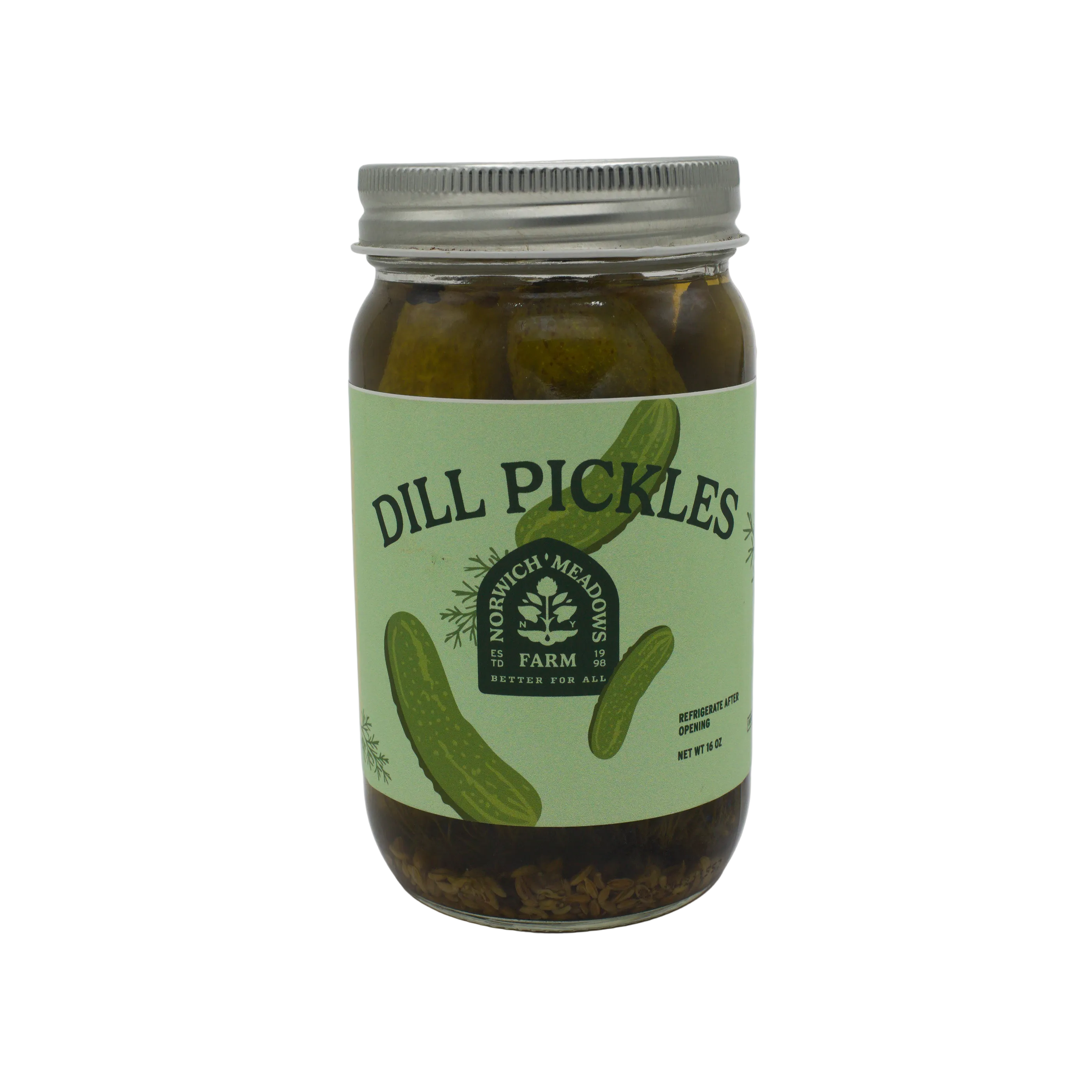 Dill Pickles, made from cucumbers grown on Norwich Meadows Farm