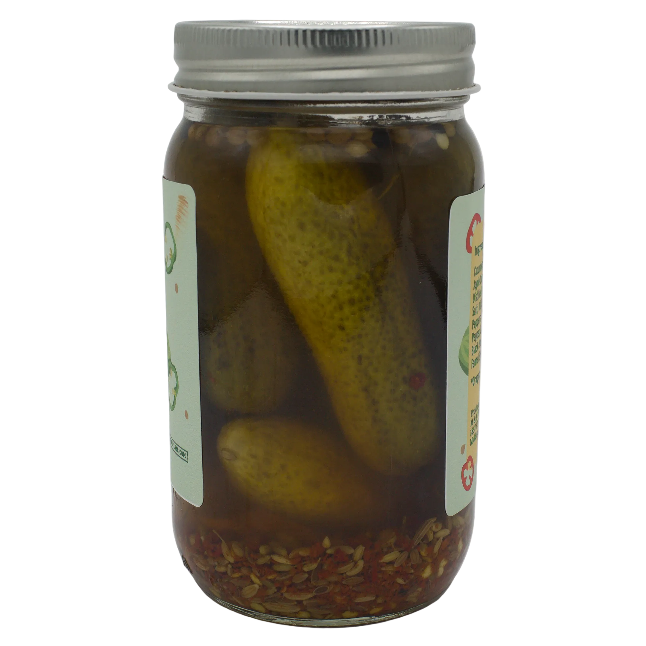 Back product view of spicy dill pickles