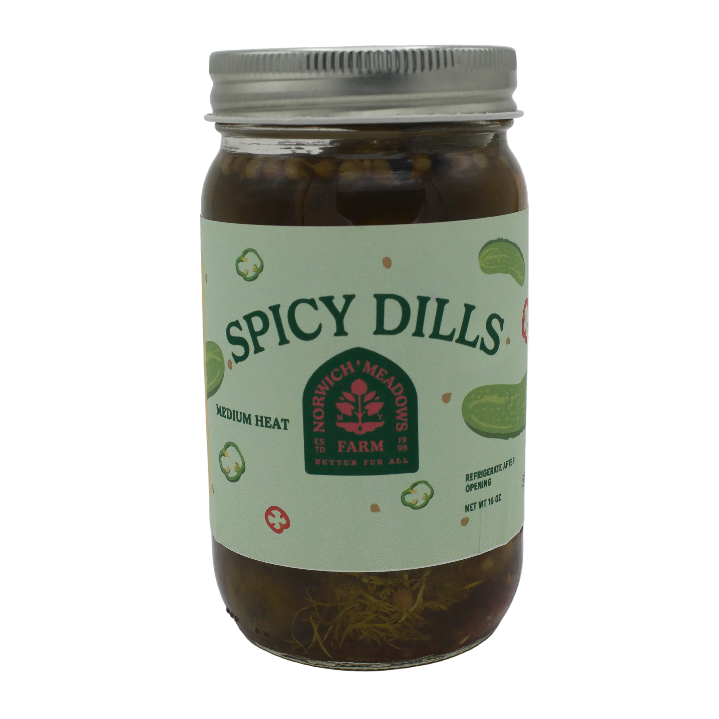 Small batch spicy dill pickle from Norwich Meadows Farm